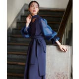 ネイビーブルー(BU) | 【全脱ぎ回避】シアースリーブバックセパレートパンツドレス | RUIRUE BOUTIQUE