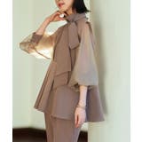 ボウタイ付きオーガンジースリーブタックフレアトップス&スリムテーパードパンツ | RUIRUE BOUTIQUE | 詳細画像2