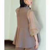 ボウタイ付きオーガンジースリーブタックフレアトップス&スリムテーパードパンツ | RUIRUE BOUTIQUE | 詳細画像3