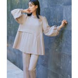ピンクベージュ(PBE) | 【ストレッチ】アシメプリーツトップス&テーパードパンツ | RUIRUE BOUTIQUE