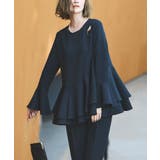ダブルフレアペプラムルトップス＆パンツセットアップ | RUIRUE BOUTIQUE | 詳細画像3 