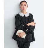ジャカードブラック(BLZ) | 2WAYレース襟付きペプラムトップス&テーパードパンツセットアップ | RUIRUE BOUTIQUE