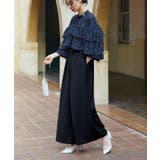 ネイビー(NE) | シアーカットジャカードコンビパンツドレス | RUIRUE BOUTIQUE
