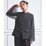 チャコール(DGY) | フロントスリットジレ＆ラメトップス＆タックワイドパンツ3点セットアップ | RUIRUE BOUTIQUE