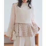ベージュ(BE) | バックリボントップス&ペプラムオールインワンセットアップ | RUIRUE BOUTIQUE