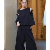 ネイビー(NE) | バックコンシャストップス＆タックワイドパンツドレス | RUIRUE BOUTIQUE