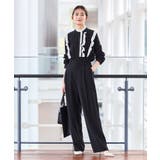 ブラック×ホワイト(BLZ) | フェミニンプリーツフリルワイドセットアップ | RUIRUE BOUTIQUE