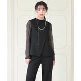 ブラック(BL) | シアースリーブトップス&パンツ2点ドレスセット | RUIRUE BOUTIQUE