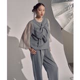 ペールブルー(PBU) | アシンメトリーリボントップスセットアップ | RUIRUE BOUTIQUE