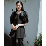 ブラック(BL) | フリルスリーブトップス×スリムパンツセットアップ | RUIRUE BOUTIQUE