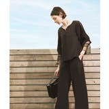 ブラック(BL) | レーススリーブトップスセットアップ | RUIRUE BOUTIQUE