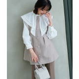 ライトグレー×グレージュ(PGY) | カラーツイードジレ＆スリムストレートパンツスーツ | RUIRUE BOUTIQUE