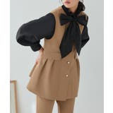 キャメル(BR) | パールボタンジレ＆スリムストレートパンツ | RUIRUE BOUTIQUE