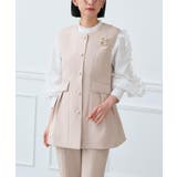 ピンクベージュ(PPN) | パールボタンジレ＆スリムストレートパンツ | RUIRUE BOUTIQUE