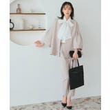 ライトピンクベージュ(PBE) | ノーカラーフレアースリーブパンツスーツ | RUIRUE BOUTIQUE
