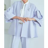 ラベンダー(PBU) | ノーカラーフレアースリーブパンツスーツ | RUIRUE BOUTIQUE