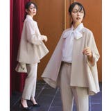 ベージュ(BE) | ノーカラーフレアジャケット＆テーパードパンツセットアップスーツ | RUIRUE BOUTIQUE