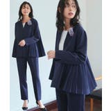 ネイビー(NE) | サイドプリーツジャケット&テーパードパンツセットアップスーツ | RUIRUE BOUTIQUE
