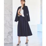 ネイビー(NE) | 【洗える ストレッチ】楽ちんベーシックスーツ ノーカラージャケット | RUIRUE BOUTIQUE