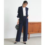 ネイビー(NE) | 【洗える ストレッチ】楽ちんベーシックスーツ スリットヘムテーラードジャケット | RUIRUE BOUTIQUE