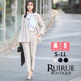 ノーカラーギャザーペプラムスリムパンツスーツ | RUIRUE BOUTIQUE | 詳細画像1 