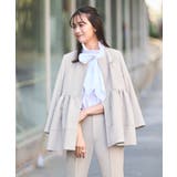 ノーカラーギャザーペプラムスリムパンツスーツ | RUIRUE BOUTIQUE | 詳細画像3 