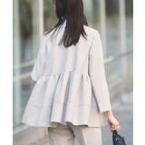 ノーカラーギャザーペプラムスリムパンツスーツ | RUIRUE BOUTIQUE | 詳細画像4 