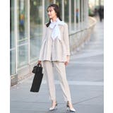 ノーカラーギャザーペプラムスリムパンツスーツ | RUIRUE BOUTIQUE | 詳細画像5 