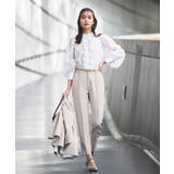 ノーカラーギャザーペプラムスリムパンツスーツ | RUIRUE BOUTIQUE | 詳細画像6 