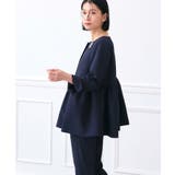 ノーカラーギャザーペプラムスリムパンツスーツ | RUIRUE BOUTIQUE | 詳細画像8 