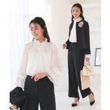 ブラック×ホワイト(BL) | ツイードジャケット＆セミフレアパンツ・セミシアーブラウス付き | RUIRUE BOUTIQUE