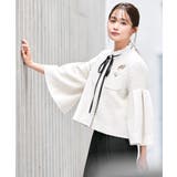 アイボリー×ブラック(WHZ) | ノーカラーショートフレアジャケットワイドパンツスーツ | RUIRUE BOUTIQUE