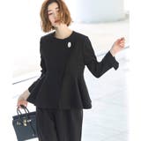 ノーカラーラップペプラムワイドパンツスーツ | RUIRUE BOUTIQUE | 詳細画像2