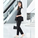 【3点set】 レイヤードペプラムジレ＆スリムテーパードパンツビジューブラウス付… | RUIRUE BOUTIQUE | 詳細画像11 