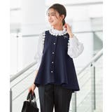 ネイビー(NE) | 【2点set】 ドレスアップ・ツイードフレアジレ＆スリムテーパードパンツ | RUIRUE BOUTIQUE