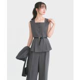 【3点】ピークドラペルジャケット＆ペプラムジレ＆タックワイドパンツセット | RUIRUE BOUTIQUE | 詳細画像9 