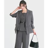 チャコール(DGY) | 【3点】ピークドラペルジャケット＆ペプラムジレ＆タックワイドパンツセット | RUIRUE BOUTIQUE