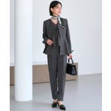 チャコール(DGY) | 【3点】ノーカラージャケット&フリルトップス&スリムパンツセット | RUIRUE BOUTIQUE