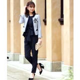 ネイビーツイード×ネイビー(N) | パンツスーツアンサンブルセット | RUIRUE BOUTIQUE