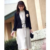 ブラック×グレージュ(PGY) | プリーツワンピースアンサンブルスーツ | RUIRUE BOUTIQUE
