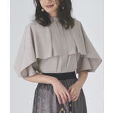 ライトグレー(PGY) | ピンタックケープスタンドカラーブラウス | RUIRUE BOUTIQUE