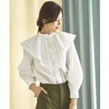 オフ(WH) | ハシゴレースケープカラー&パールボタンロマンチックブラウス | RUIRUE BOUTIQUE