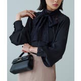 ブラック(BL) | トライアングルレースボウタイブラウス | RUIRUE BOUTIQUE