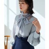 ライトグレー(PGY) | トライアングルレースボウタイブラウス | RUIRUE BOUTIQUE