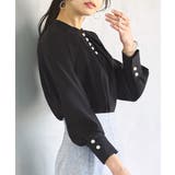 ブラック(BL) | スリットパールスタンドカラーブラウス | RUIRUE BOUTIQUE