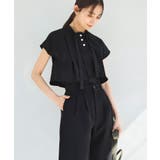 ボウタイ/ブラック(2BL) | 選べるデザインパールボタンフレンチスリーブブラウス | RUIRUE BOUTIQUE
