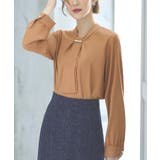 B長袖/オレンジベージュ(2DYR) | 選べるデザイン フロントタックボウタイブラウス[長袖/半袖] | RUIRUE BOUTIQUE