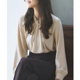 B長袖/ライトベージュ(2PBE) | 選べるデザイン フロントタックボウタイブラウス[長袖/半袖] | RUIRUE BOUTIQUE