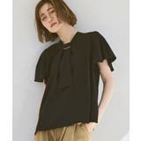 A半袖/ブラック(3BL) | 選べるデザイン フロントタックボウタイブラウス[長袖/半袖] | RUIRUE BOUTIQUE