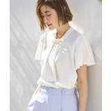 A半袖/ホワイト(3WH) | 選べるデザイン フロントタックボウタイブラウス[長袖/半袖] | RUIRUE BOUTIQUE